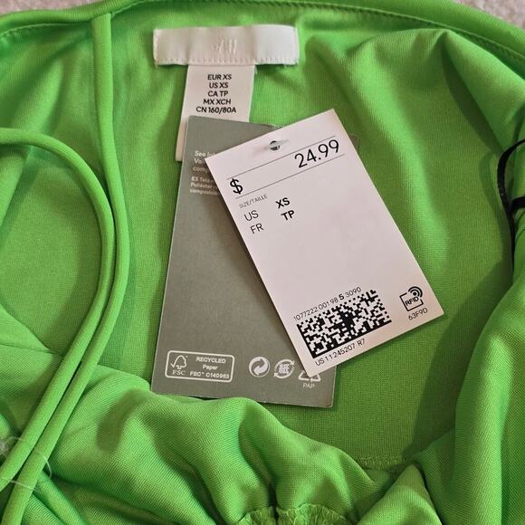 H&M Strappy High Slit Neon Bodycon Dress Sz XS NWT - Picture 3 of 4